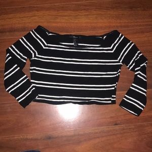 NWOT Forever 21 striped crop quarter sleeve shirt